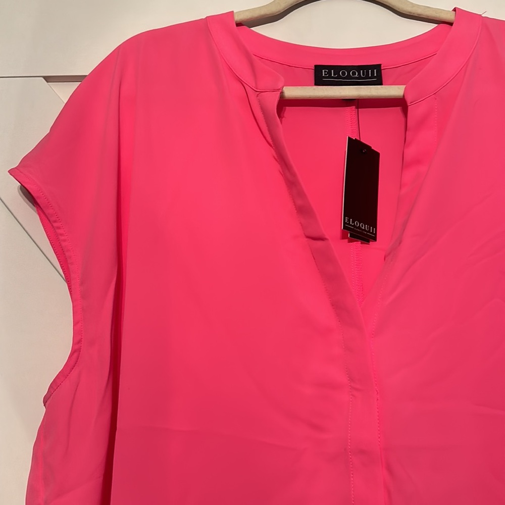 ELOQUII Hot Pink Sleeveless Blouse women’s size 20 NEW with tags - Picture 2 of 7